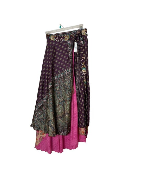 Wevez Dresses & Skirts - NWT Reversible Silk Wrap Skirt Boho Patchwork Maxi Festival Dress Large Hippie